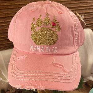 Pink Baseball Hat Mama Bear